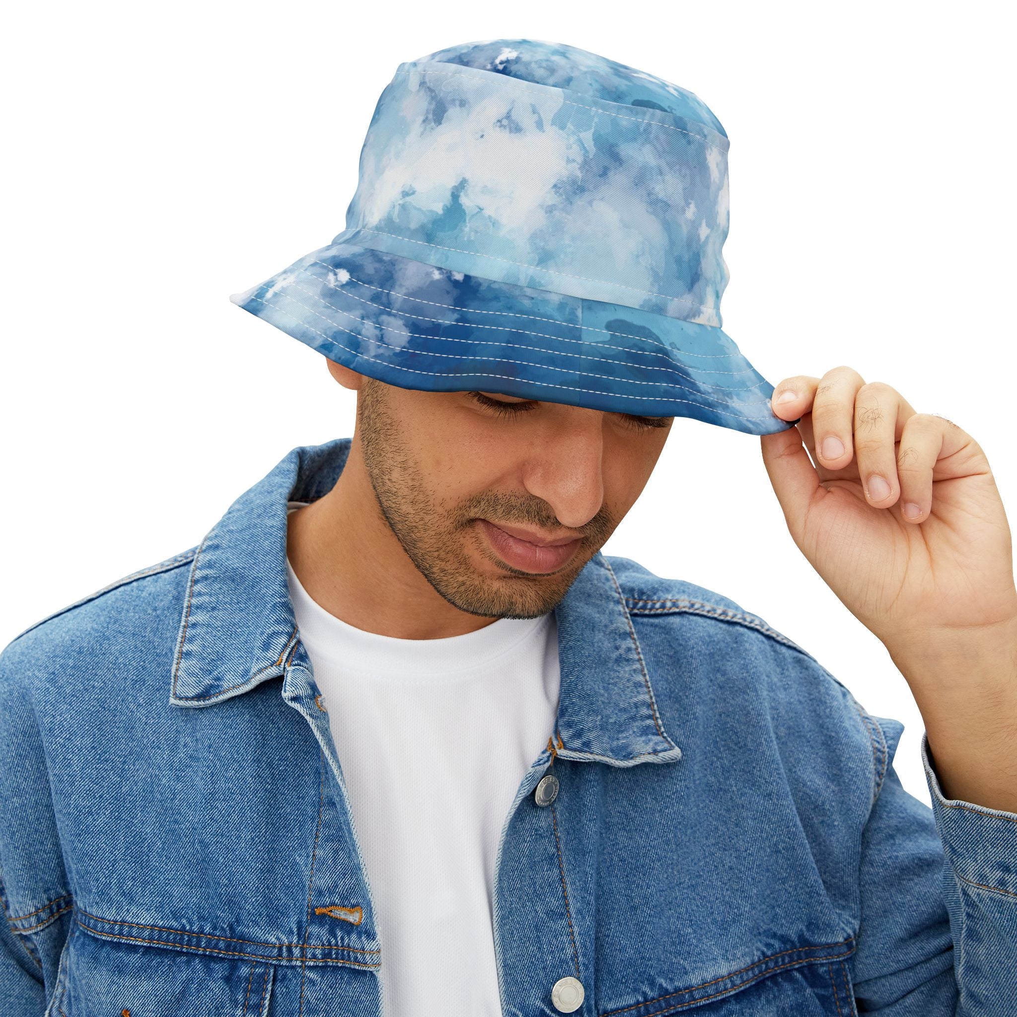 Sky Blue Cloud Print Bucket Hat - Stylish Summer Accessory for Outdoor Adventures